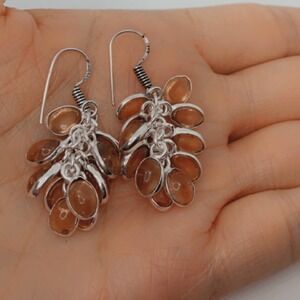Morganite Sterling Silver Dangle Earrings | Gemstone
